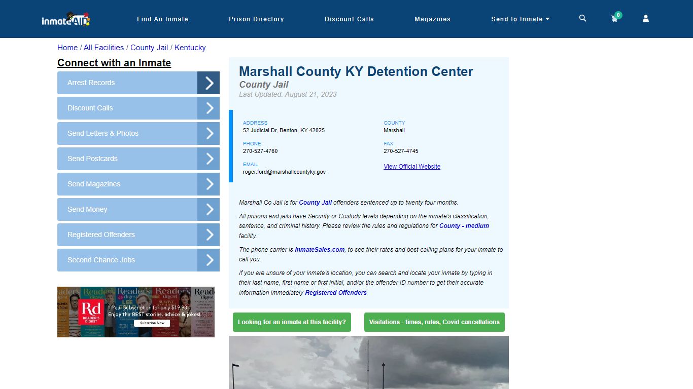 Marshall County KY Detention Center - Inmate Locator - Benton, KY